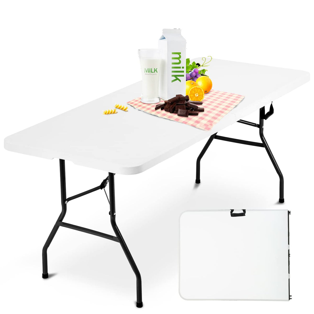 White 6 ft Folding Portable Table 500 lbs Capacity S58270