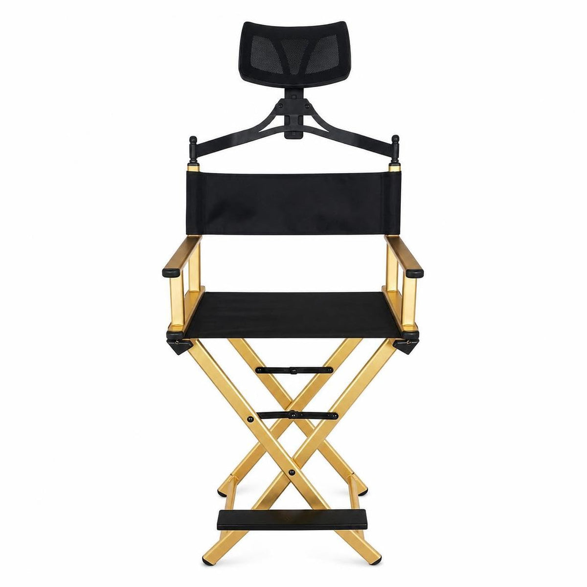 Aluminum Folding Director Chair with Headrest, Adjustable Height, Side Tray and Phone Holder Y7484