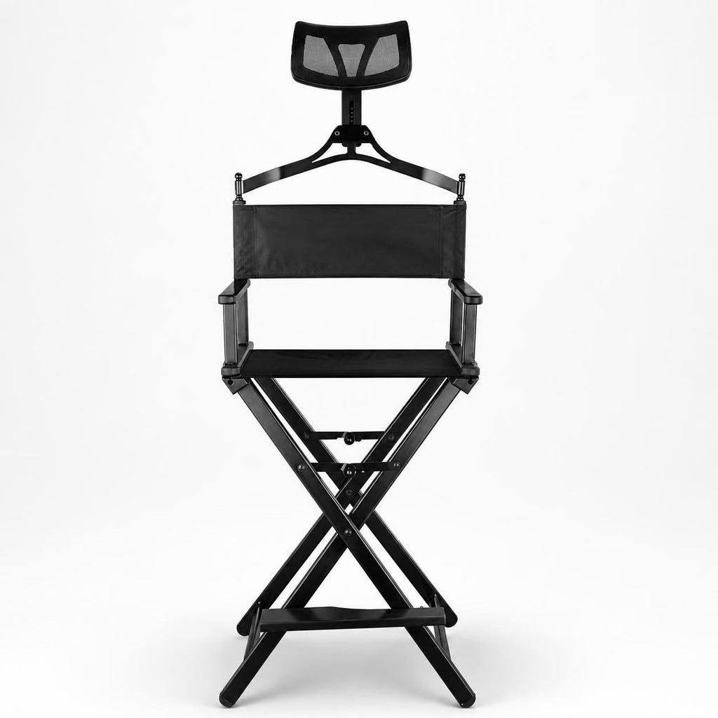 Aluminum Folding Director Chair with Headrest, Adjustable Height, Side Tray and Phone Holder Y7484