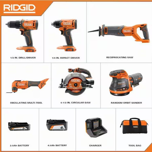 18V Cordless 6-Tool Combo Kit with Battery and Charger G65898