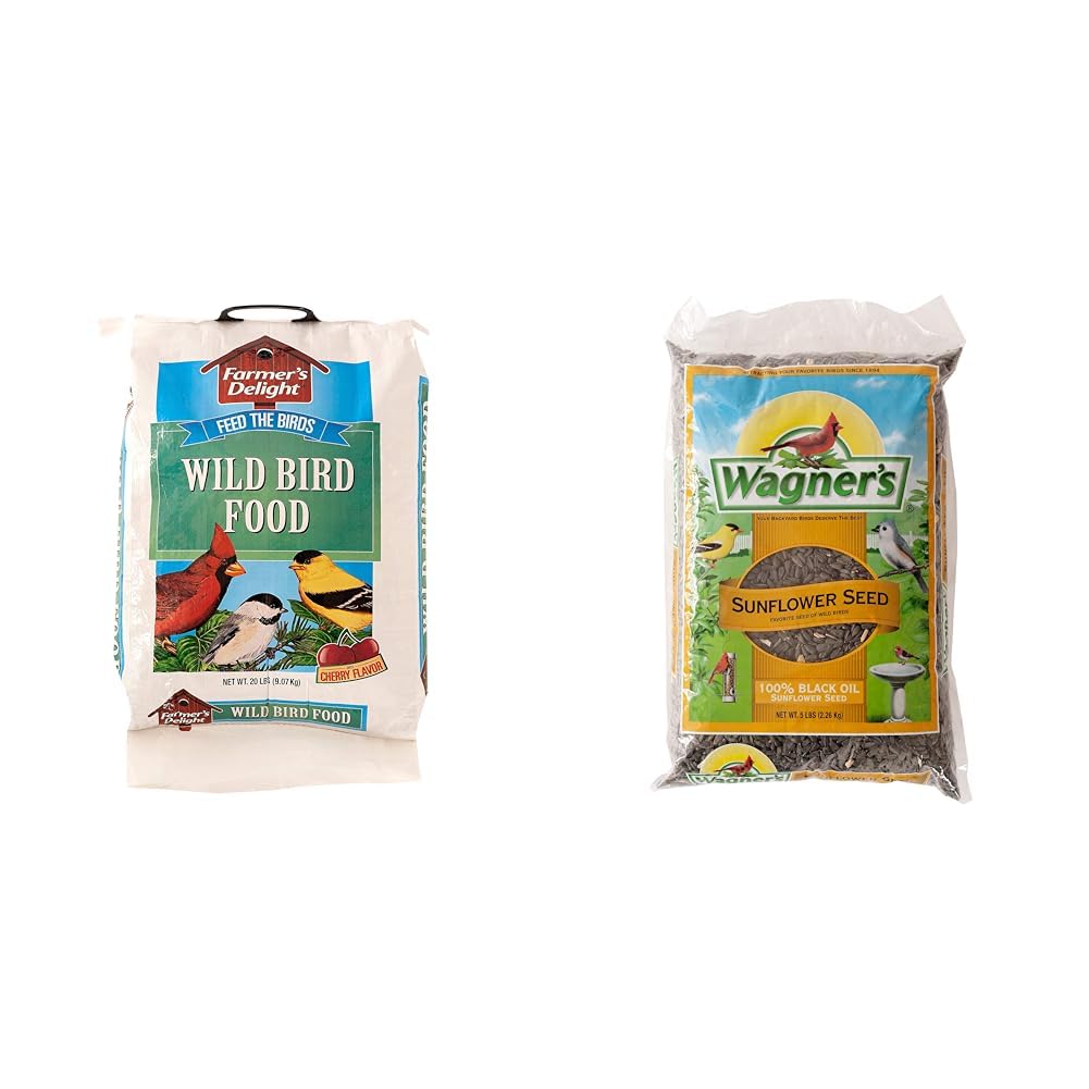 Wild Bird Food with Cherry Flavor 20-Pound Bag and Black Oil Sunflower Seed 5-Pound G83397
