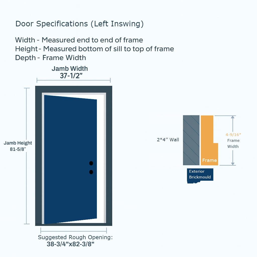 Fiberglass Front Door 36" x 80" Left-Hand Inswing Black C71783