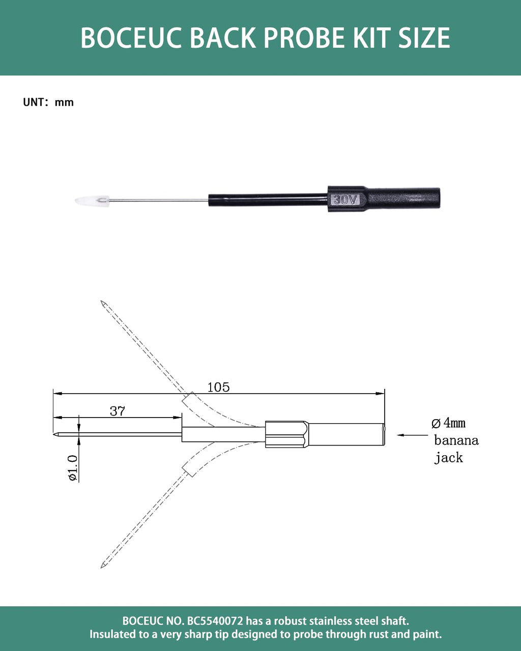 4 PCS Flexible Back Probe Kit X5711