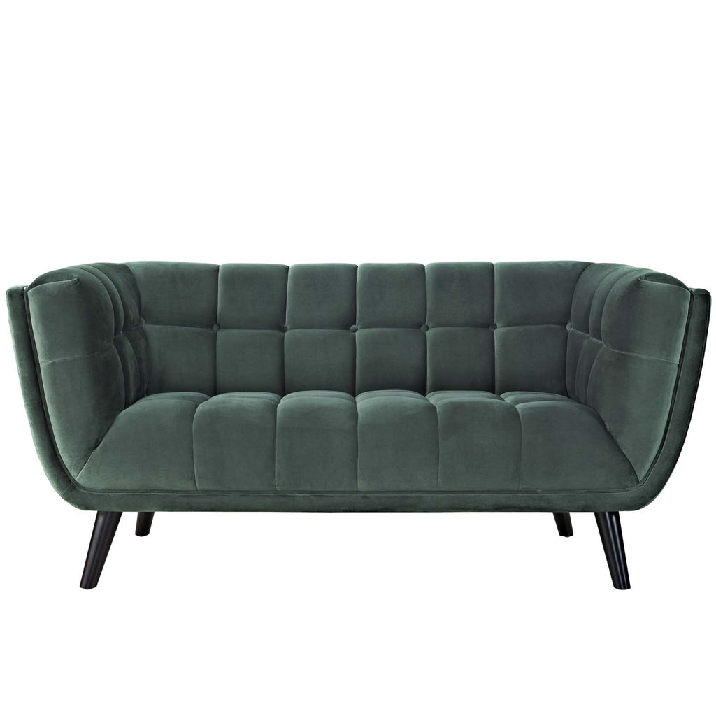 Green Velvet Button-Tufted Loveseat F471