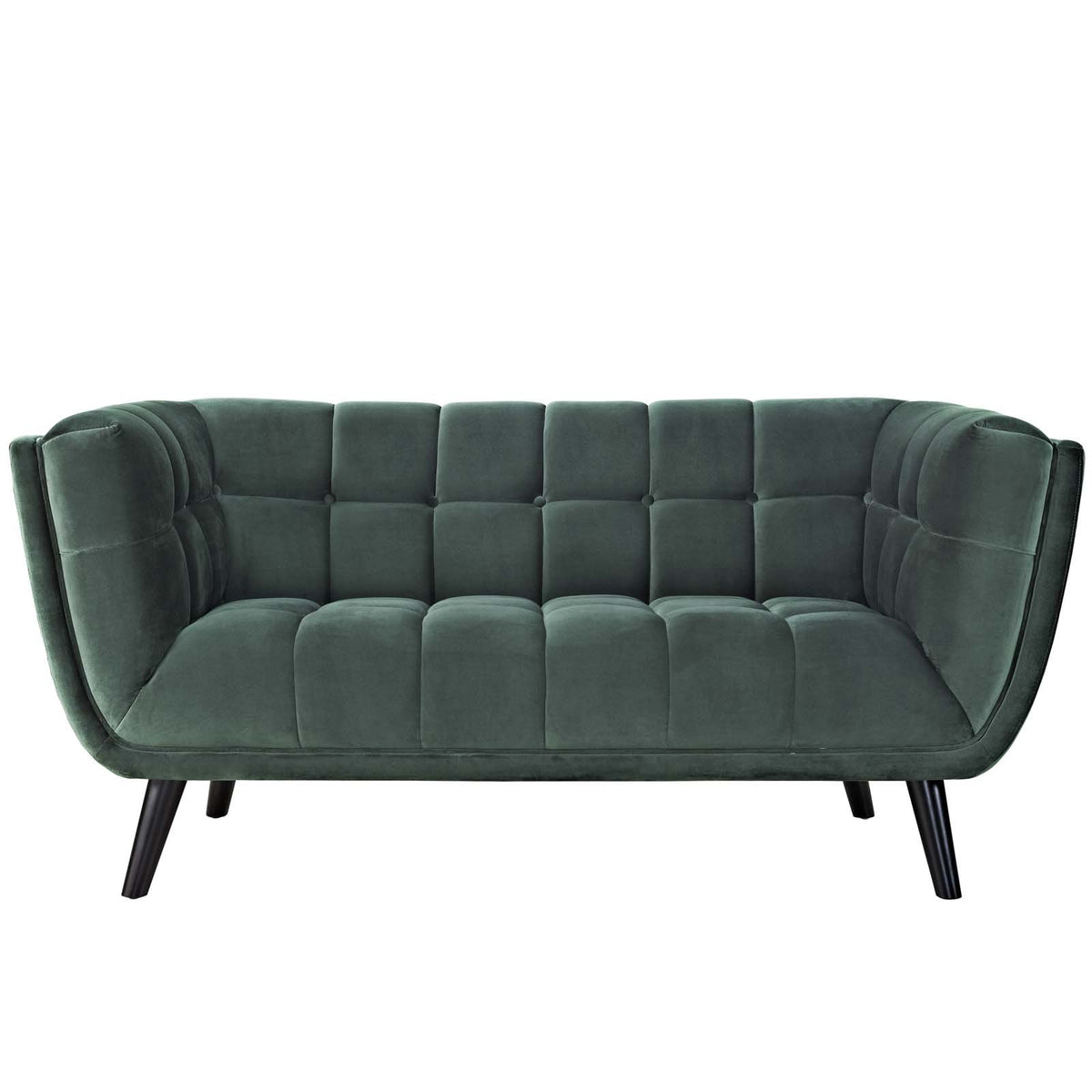 Green Velvet Button-Tufted Loveseat F471