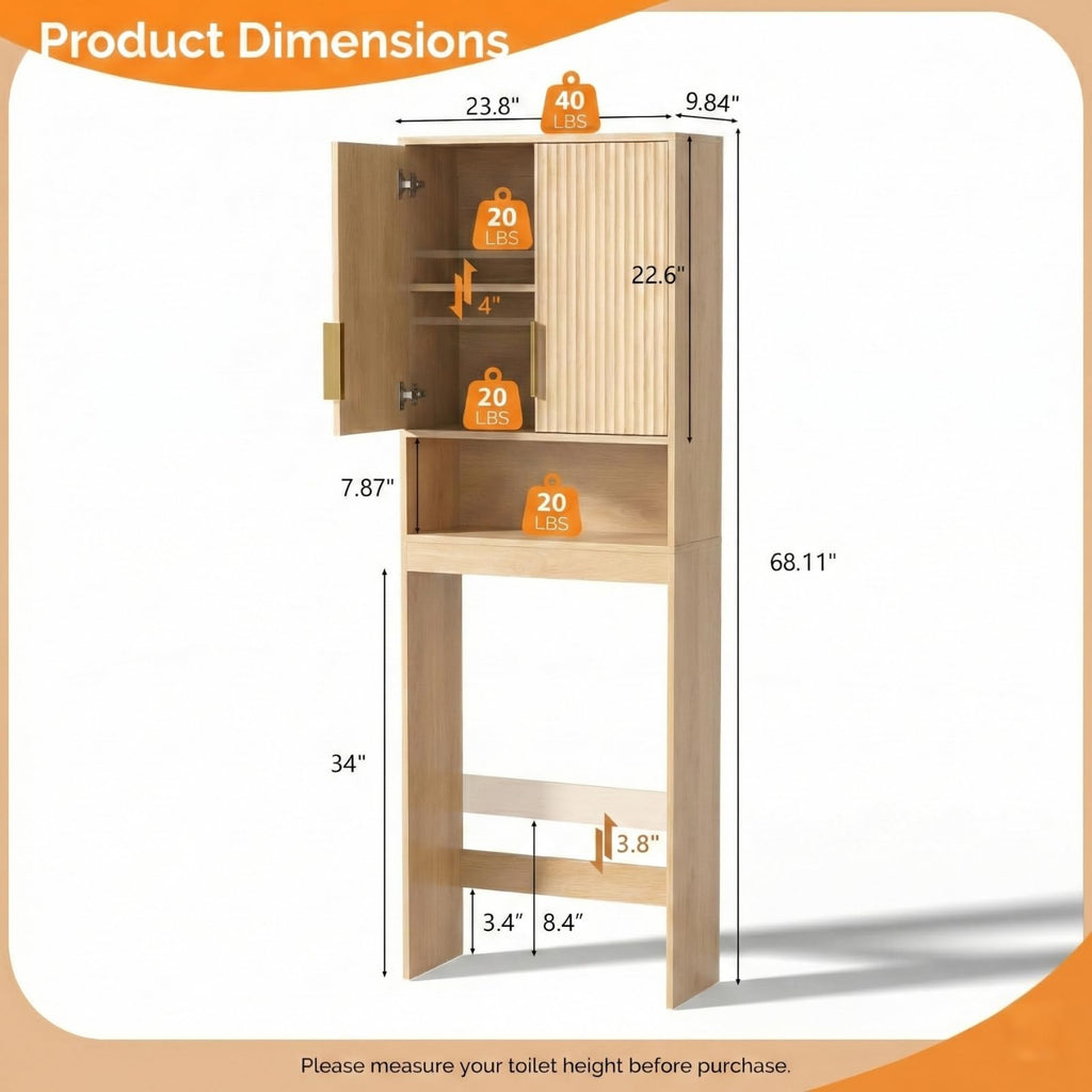Over The Toilet Storage Cabinet with Adjustable Shelves J908