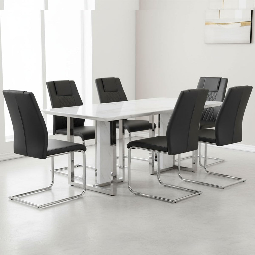 Black Faux Leather Dining Chairs Set 6 F103