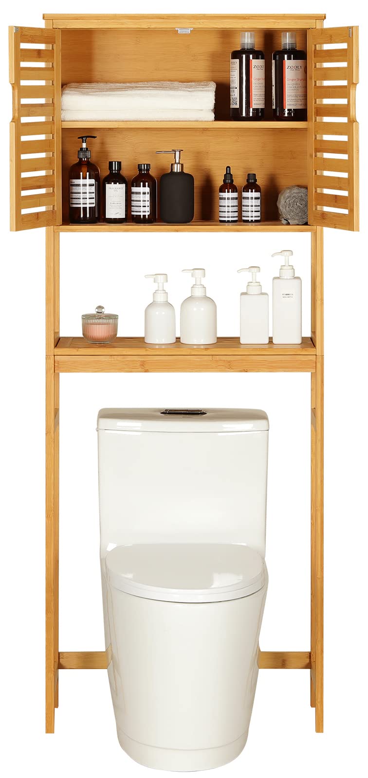 Over The Toilet Storage Cabinet with Adjustable Shelves Bamboo H38646