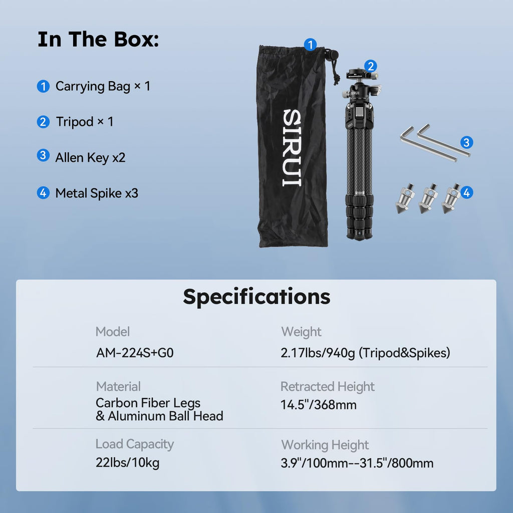 Carbon Fiber Mini Desktop Tripod with 360° Ball Head R9925