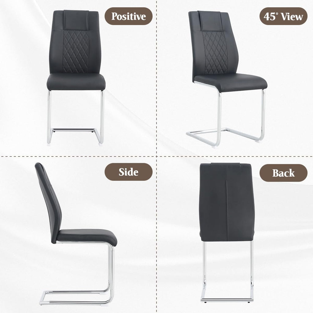 Black Faux Leather Dining Chairs Set 6 F103