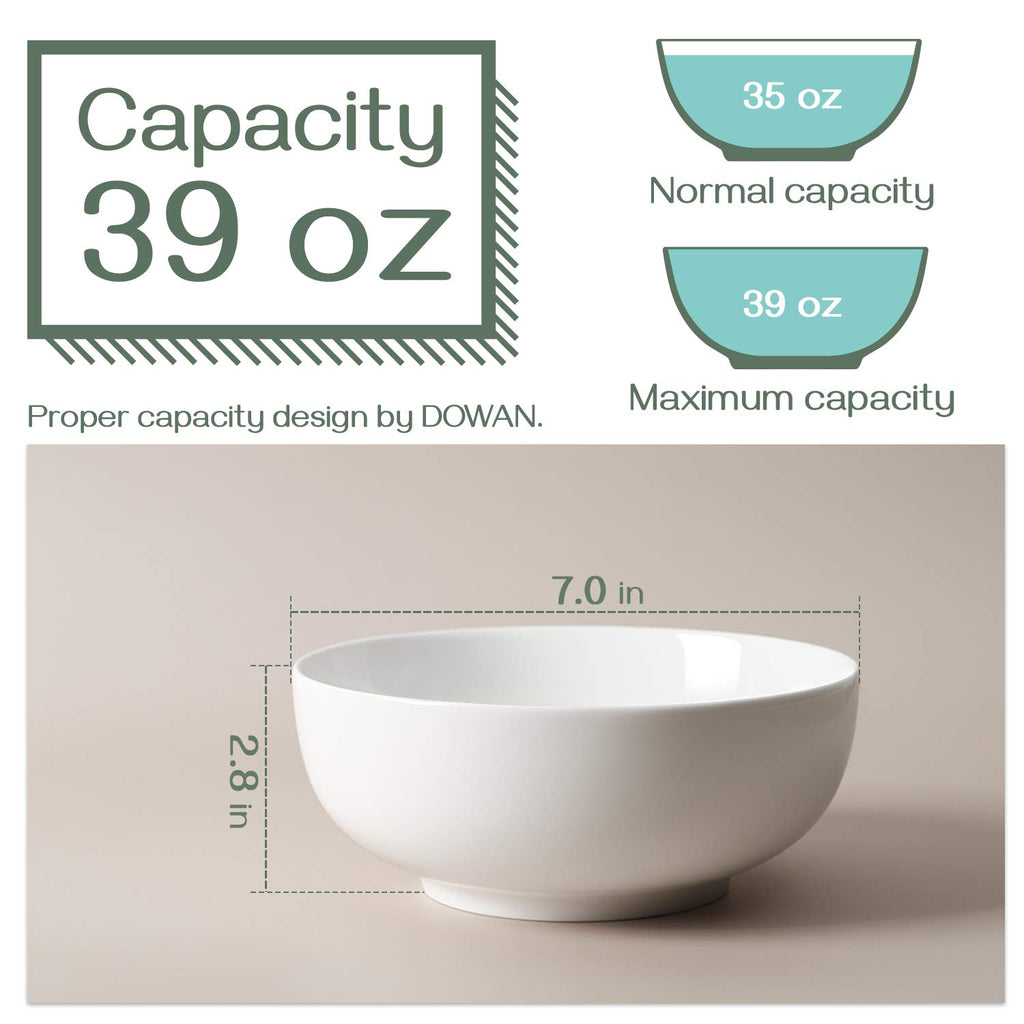 7" & 4.5" White Ceramic Bowls Set of 4 T73792