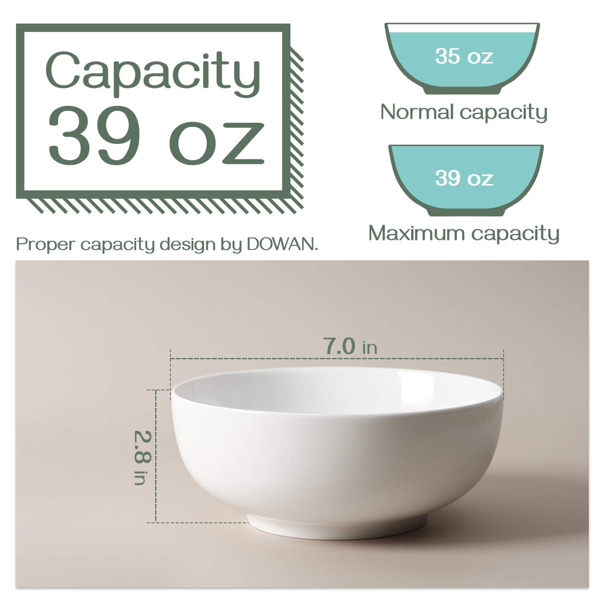 7" & 4.5" White Ceramic Bowls Set of 4 T73792