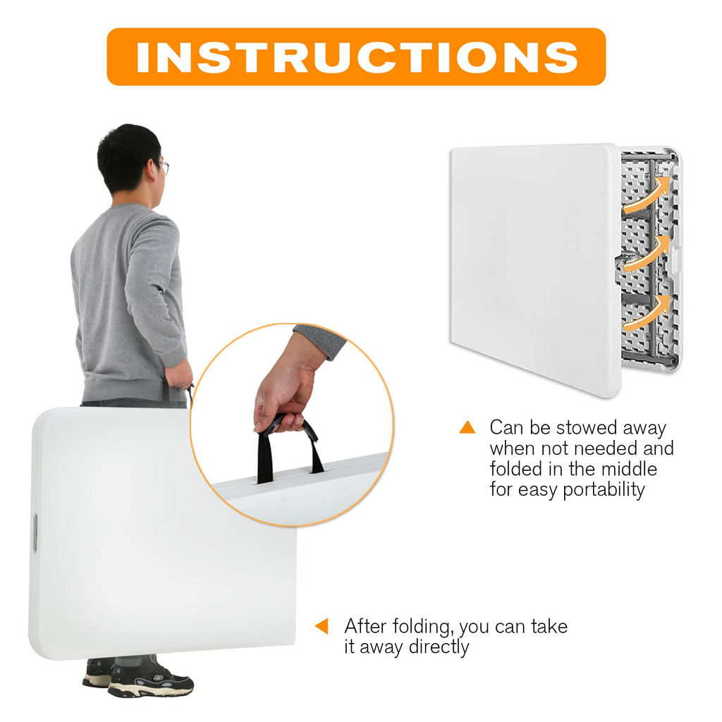 White 6 ft Folding Portable Table 500 lbs Capacity S58270