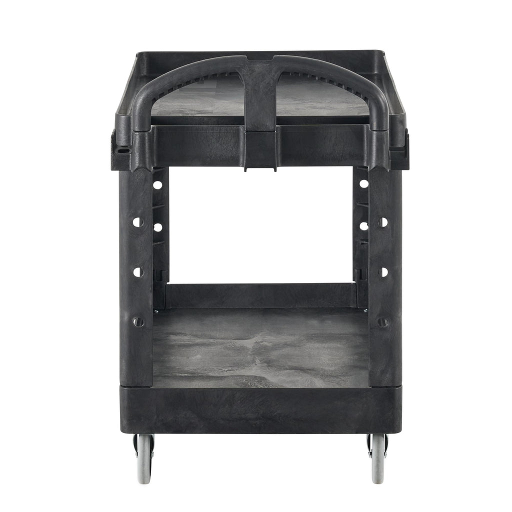 Black 2-Shelf Utility Cart with Lipped Shelves F26493