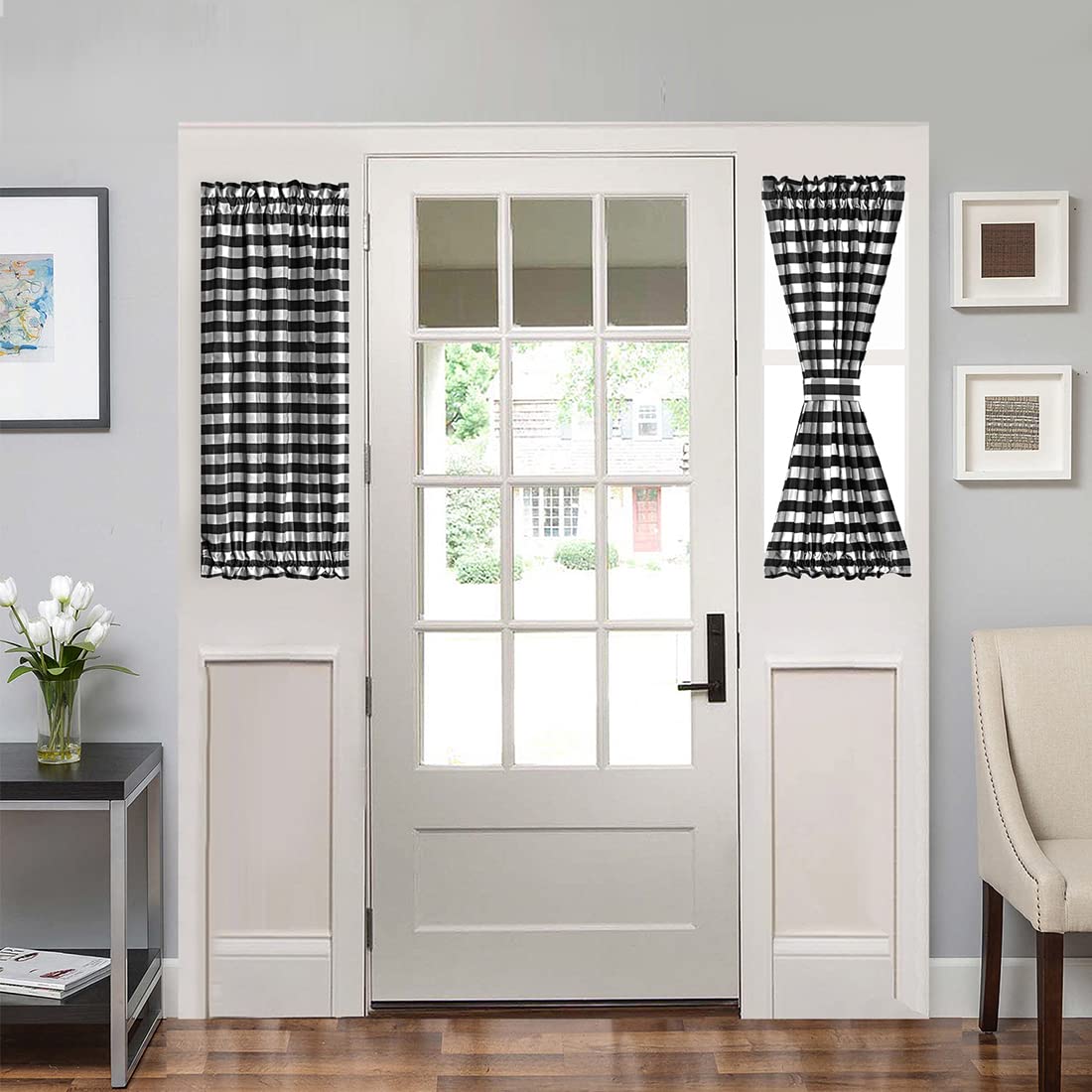 Black and White Buffalo Check Rod Pocket Curtain 25"x40" I2313