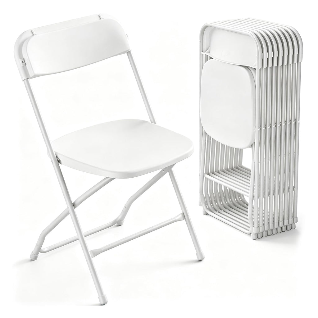 10 Pack White Heavy Duty Plastic Folding Chairs D6242