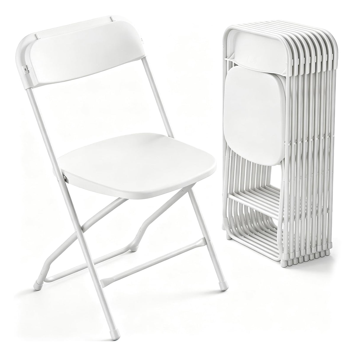 10 Pack White Heavy Duty Plastic Folding Chairs D6242