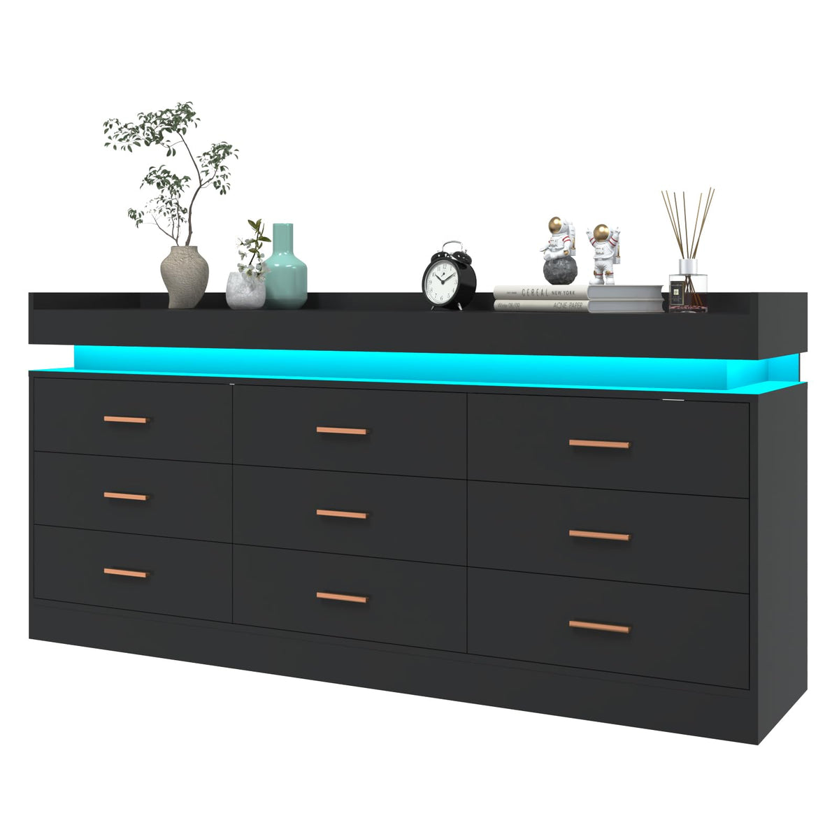 9 Drawer Dresser with LED Light and Charging Station K68987