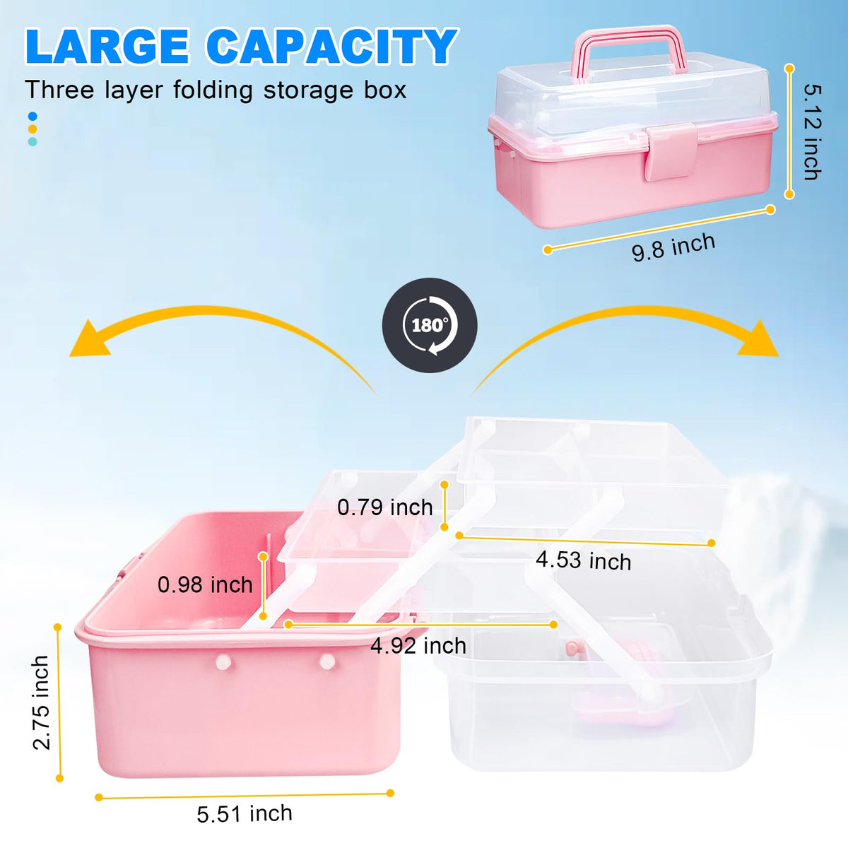 10 Inch 3 Layer Tackle Box Organizer with 2 Trays X778