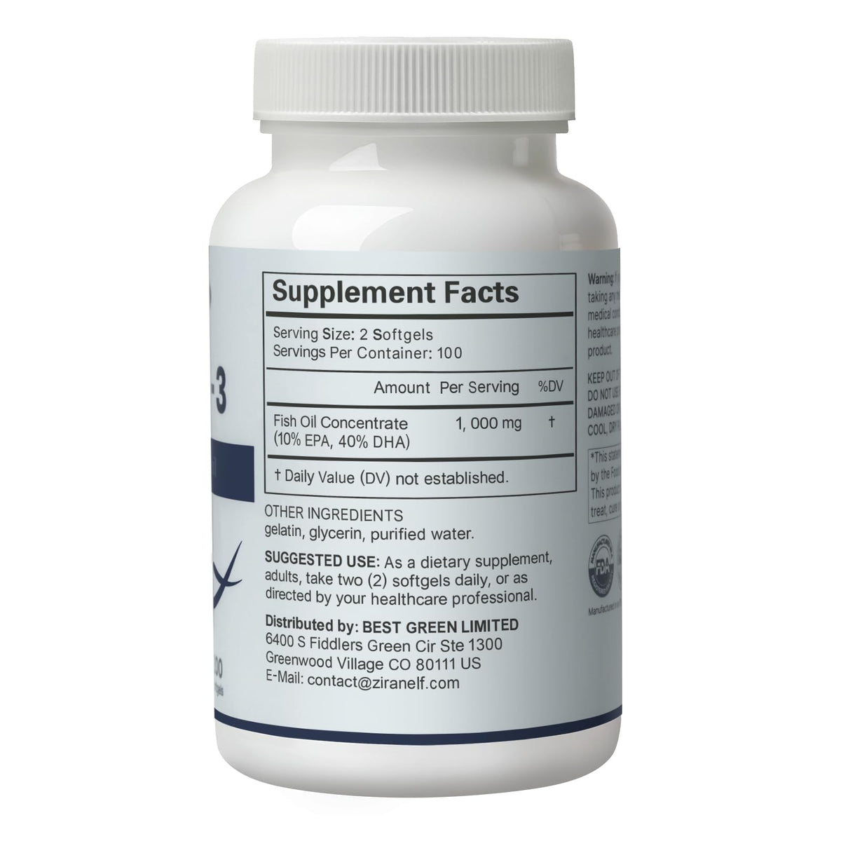 Omega 3 Fish Oil 1000 mg 400 Softgels EPA DHA O41764