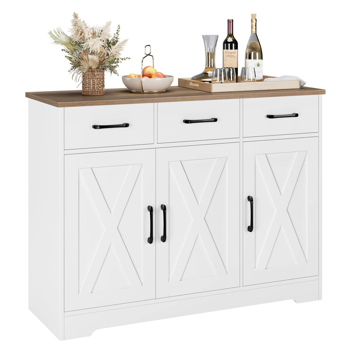White Kitchen Buffet Cabinet with Storage Y227