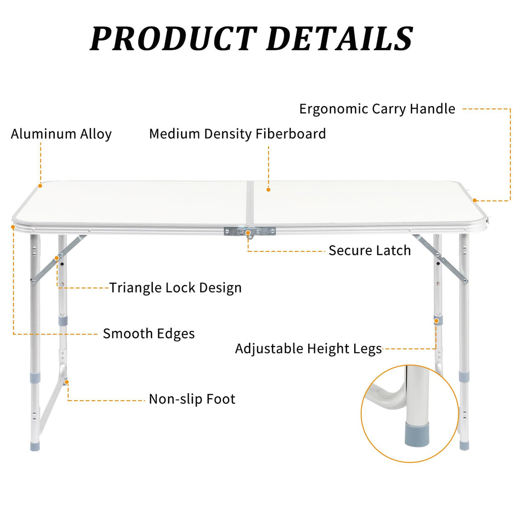 Folding Portable Camping Table White O6019
