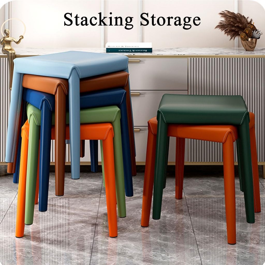 Set of 2 Leather Cushion Backless Stools T96423