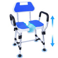 U-Shaped Shower Chair, 400 lbs Capacity, Adjustable Height, Blue Q762636