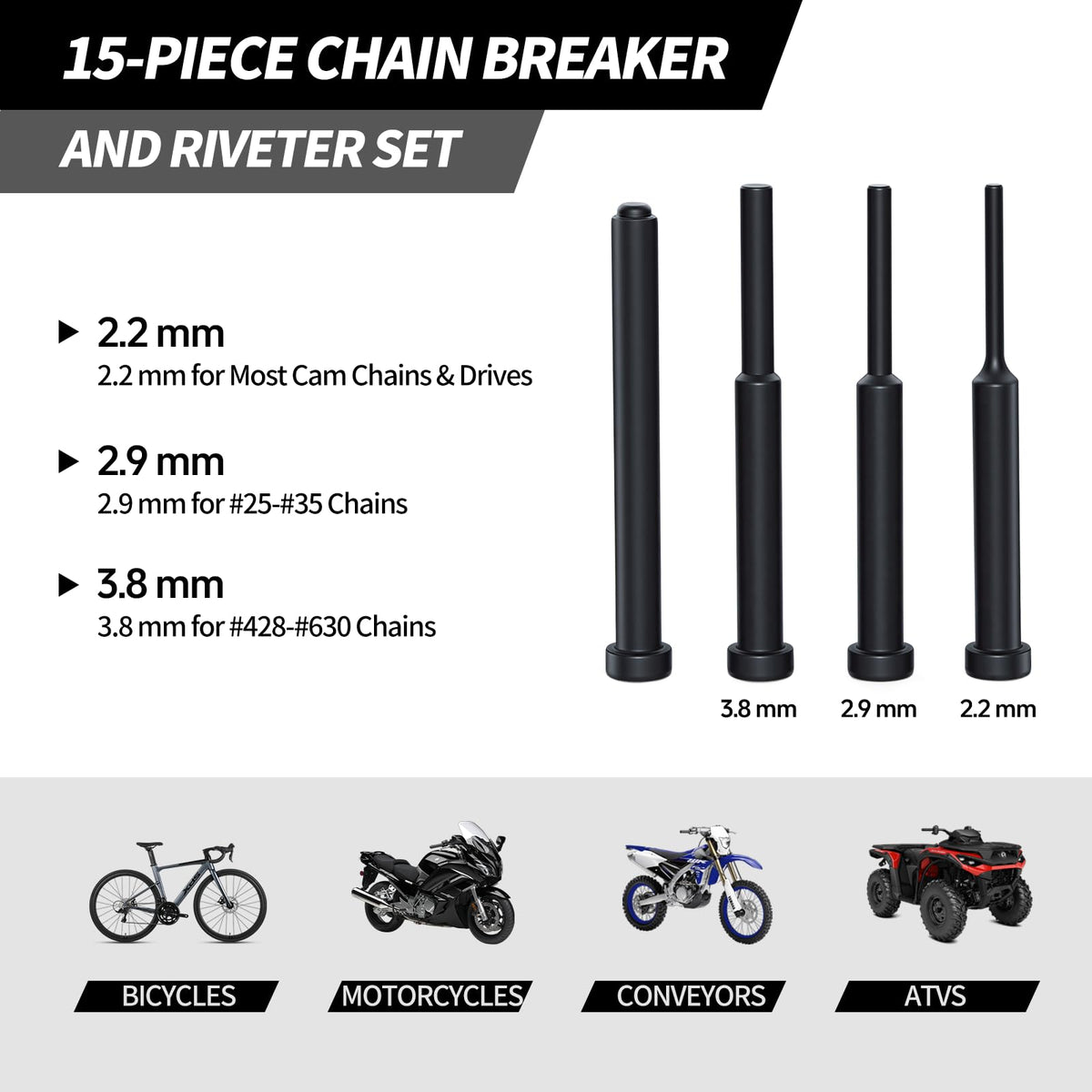 15 Pcs Motorcycle Chain Tool Kit L228