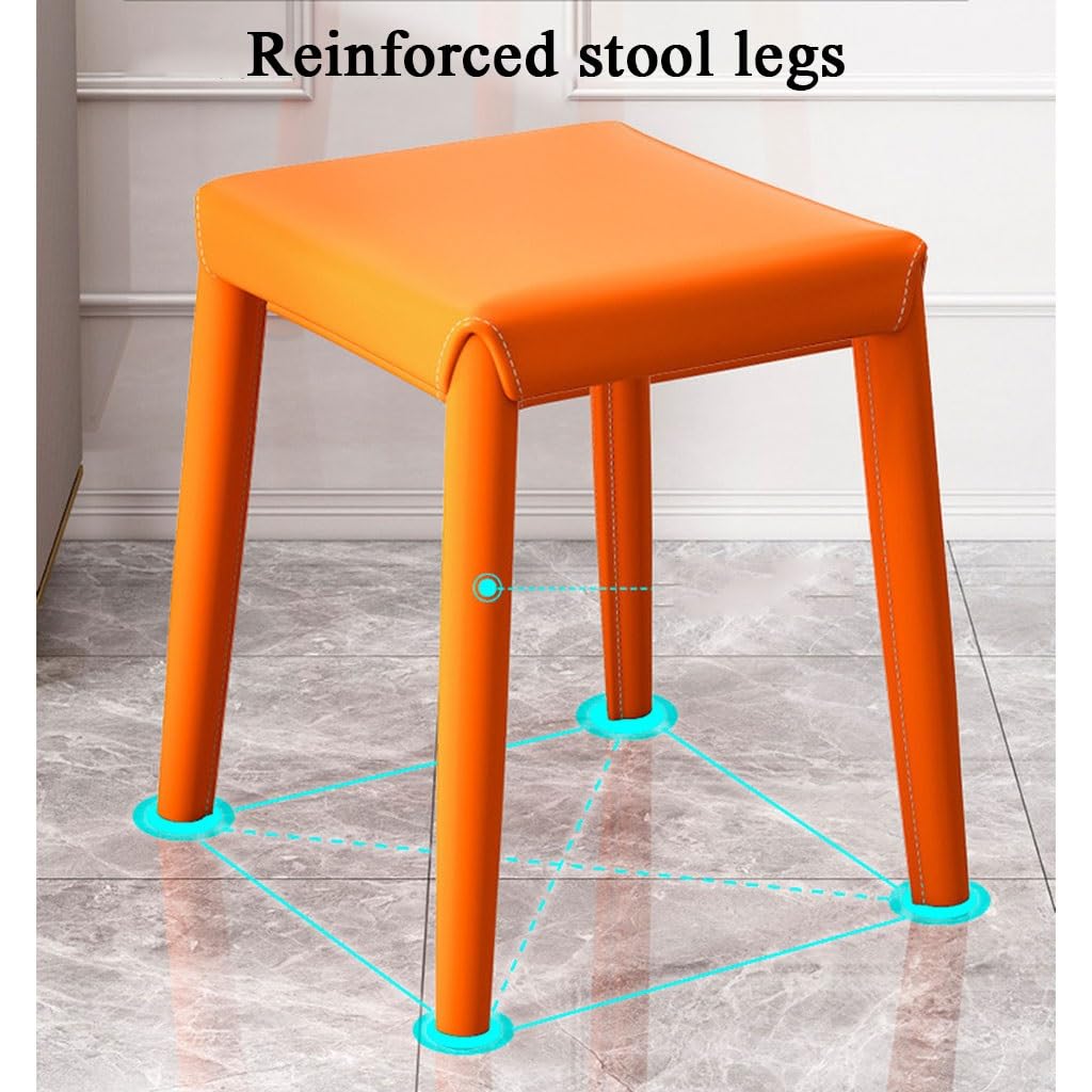 Set of 2 Leather Cushion Backless Stools T96423