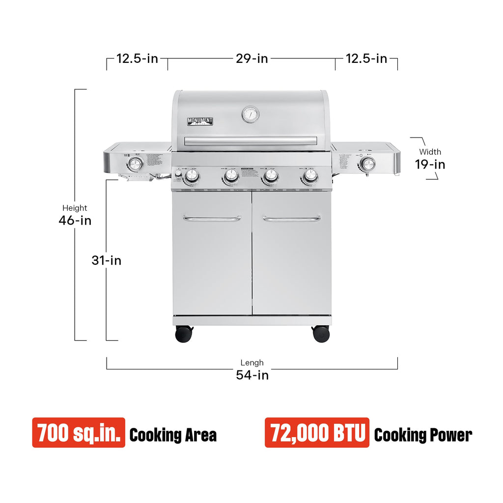 4+2 Burner Propane Gas Grill Stainless Steel P789