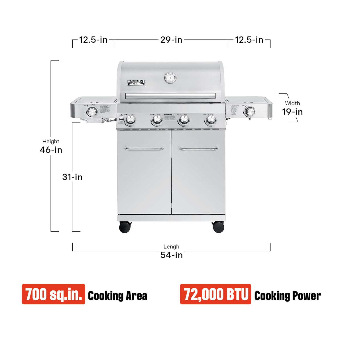 4+2 Burner Propane Gas Grill Stainless Steel P789