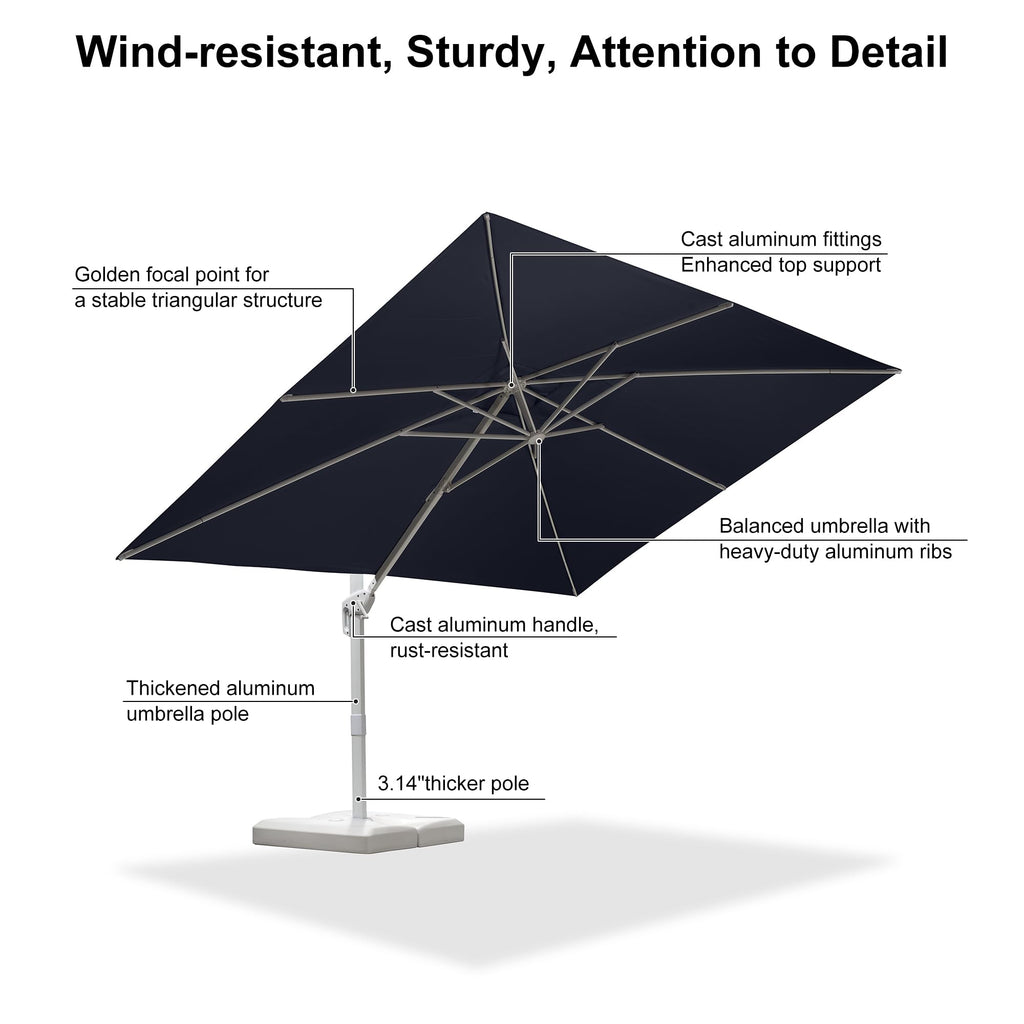 Navy Blue Aluminum Patio Umbrella with Base C34652