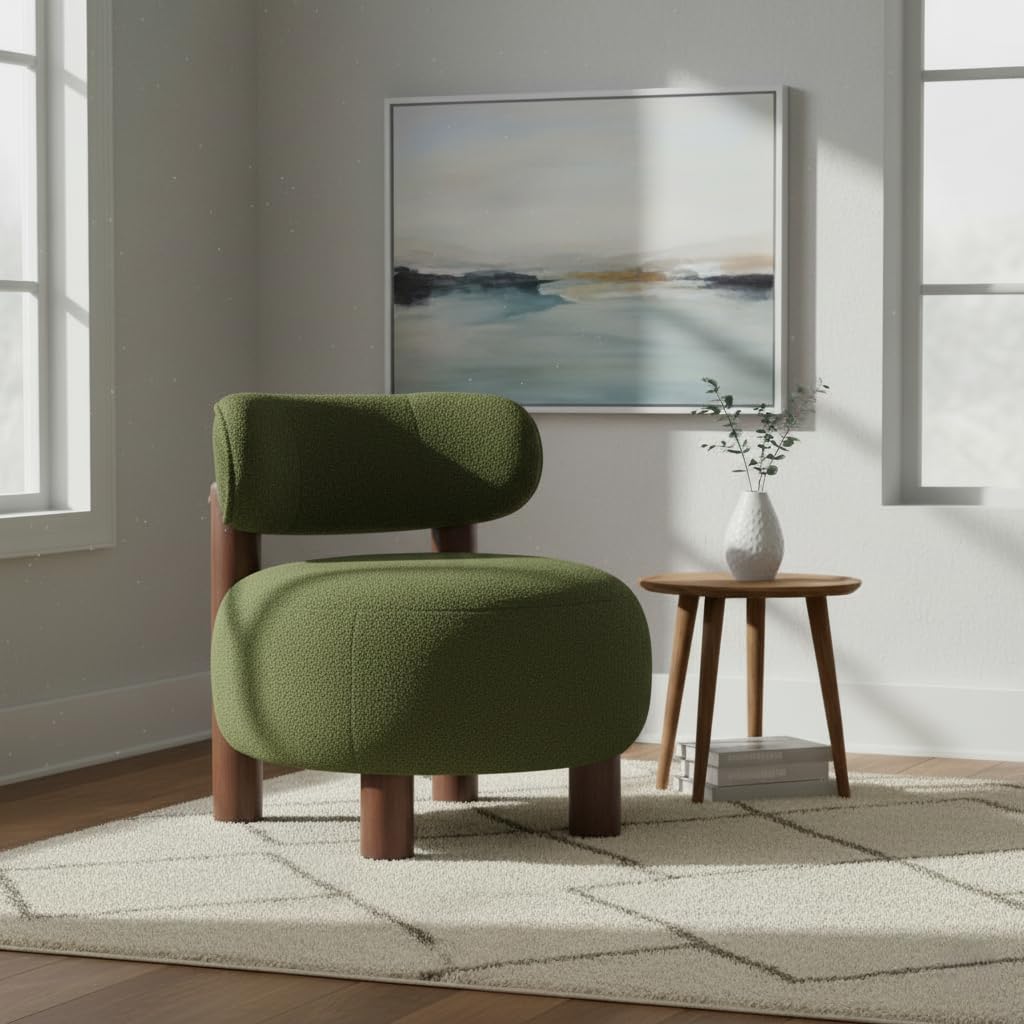 Green Boucle Accent Chair Set of 2 E3236