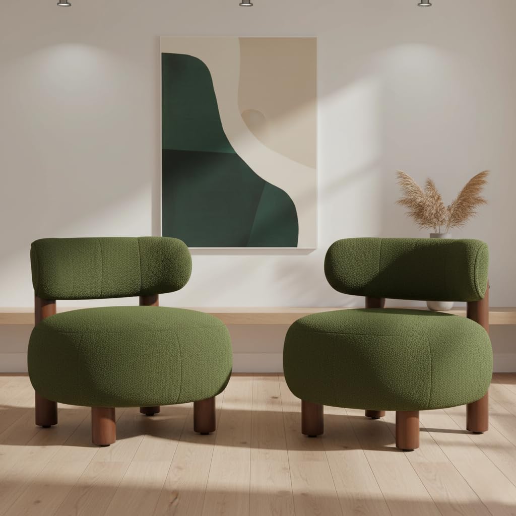 Green Boucle Accent Chair Set of 2 E3236