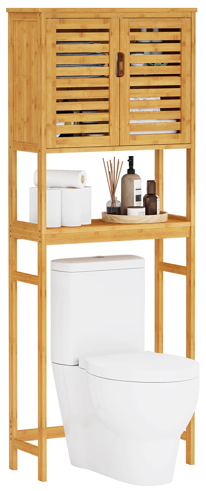 Over The Toilet Storage Cabinet with Adjustable Shelves Bamboo H38646