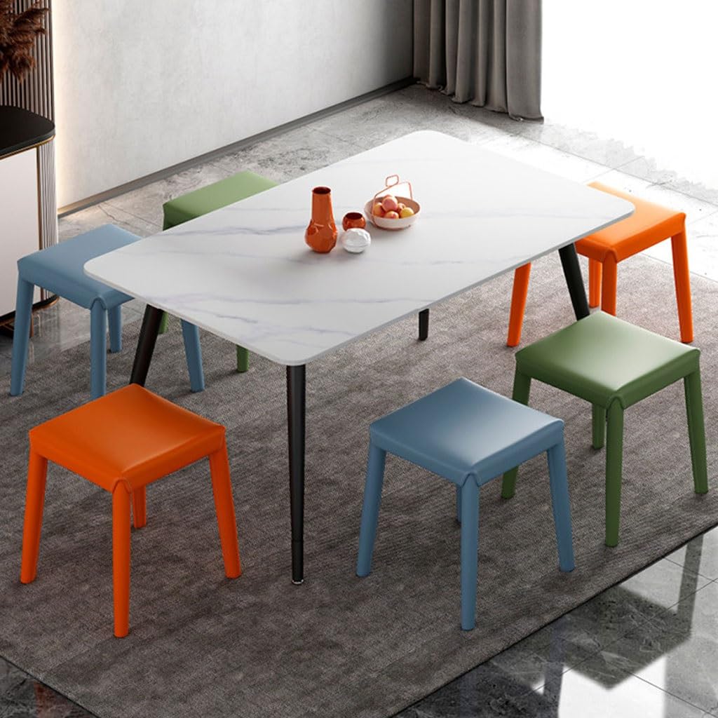 Set of 2 Leather Cushion Backless Stools T96423