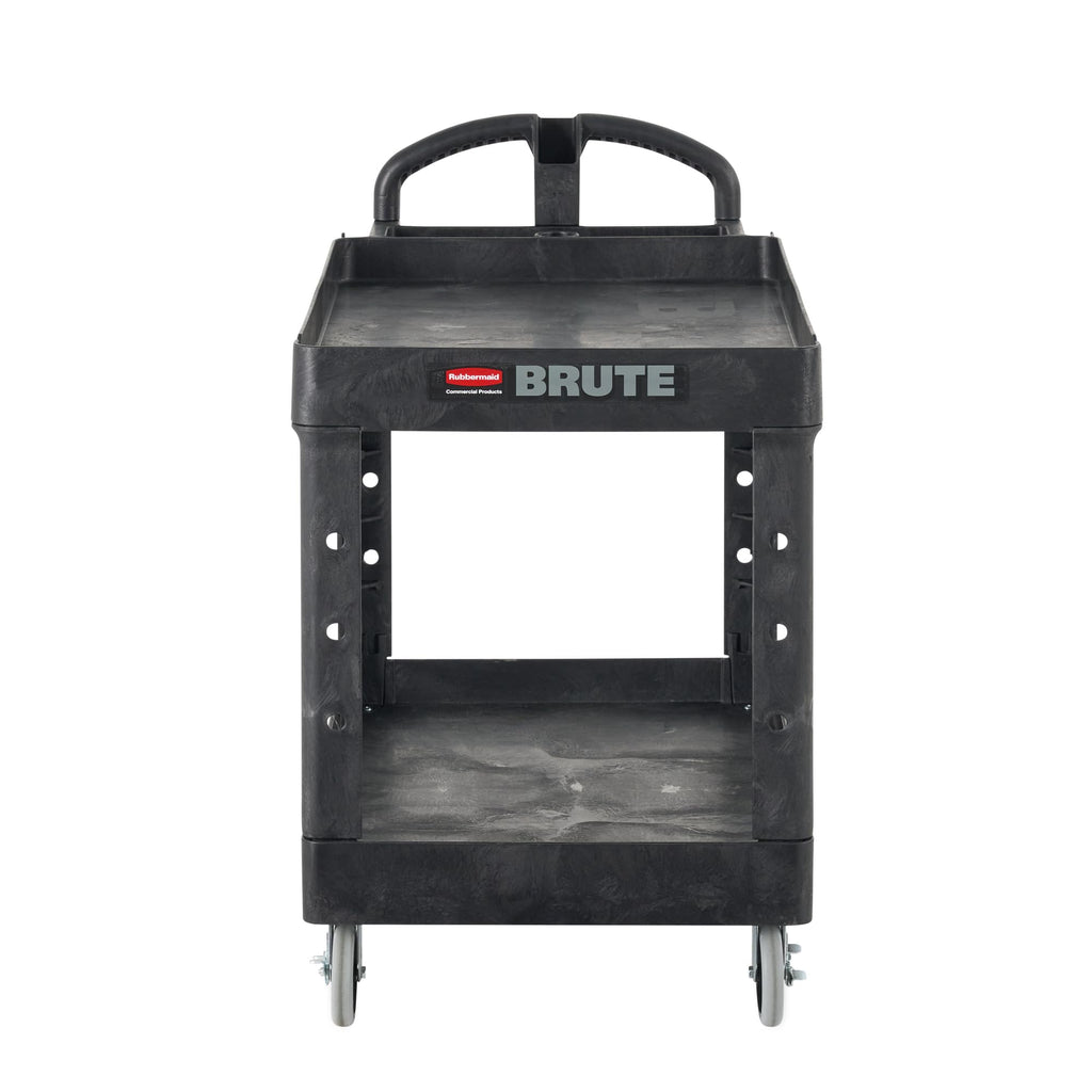 Black 2-Shelf Utility Cart with Lipped Shelves F26493