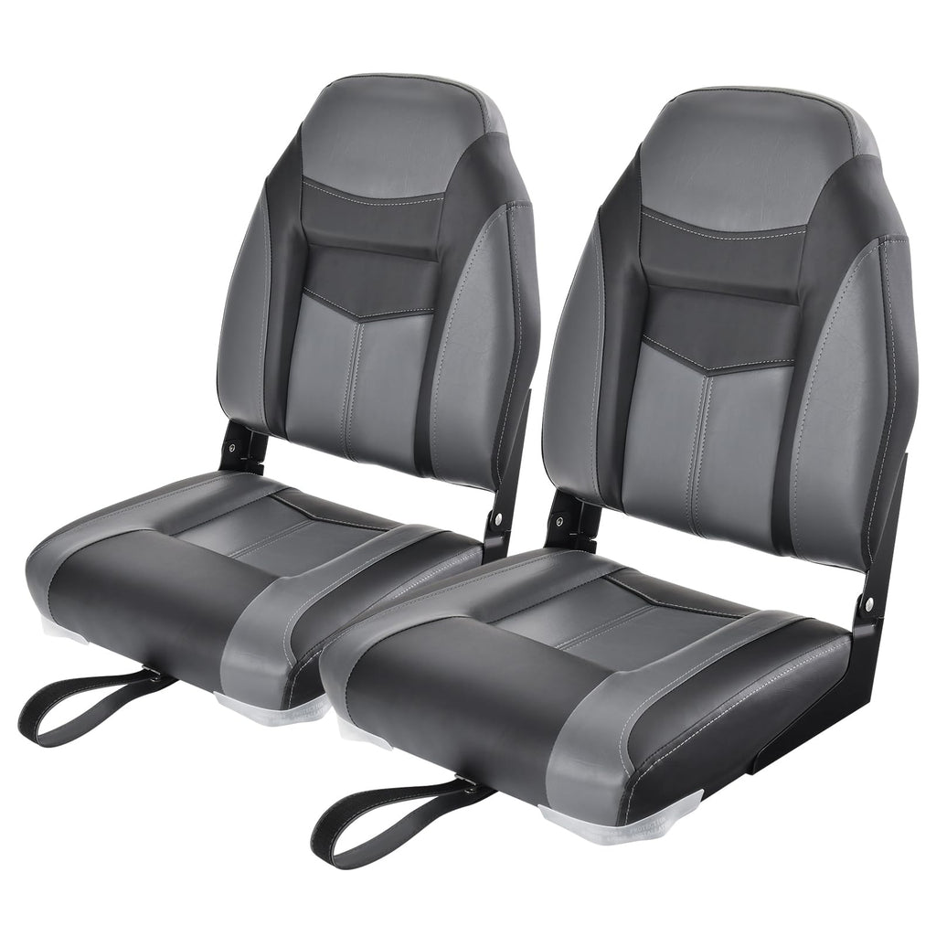 2 Pack Black Grey High Back Folding Boat Seats M376