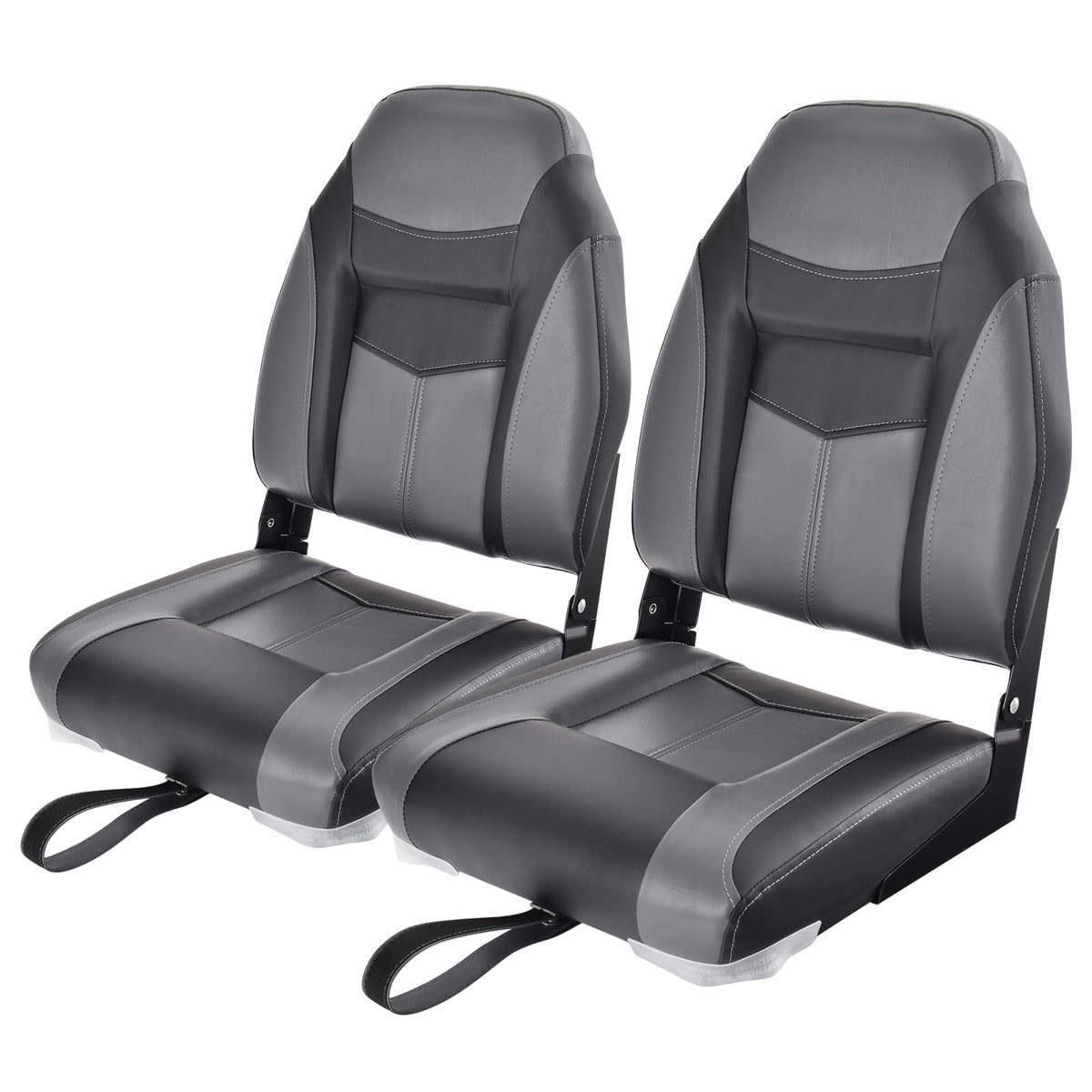 2 Pack Black Grey High Back Folding Boat Seats M376
