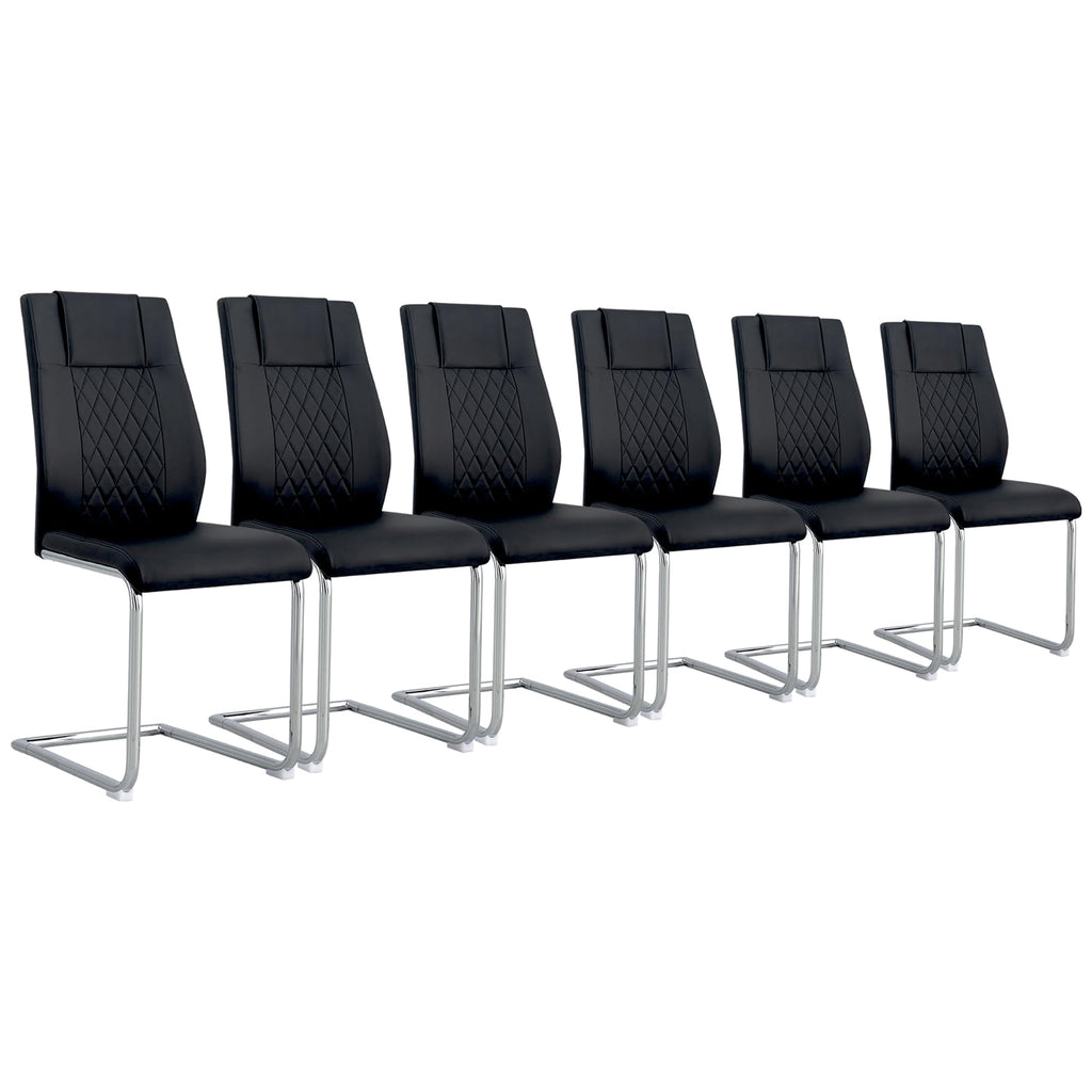 Black Faux Leather Dining Chairs Set 6 F103