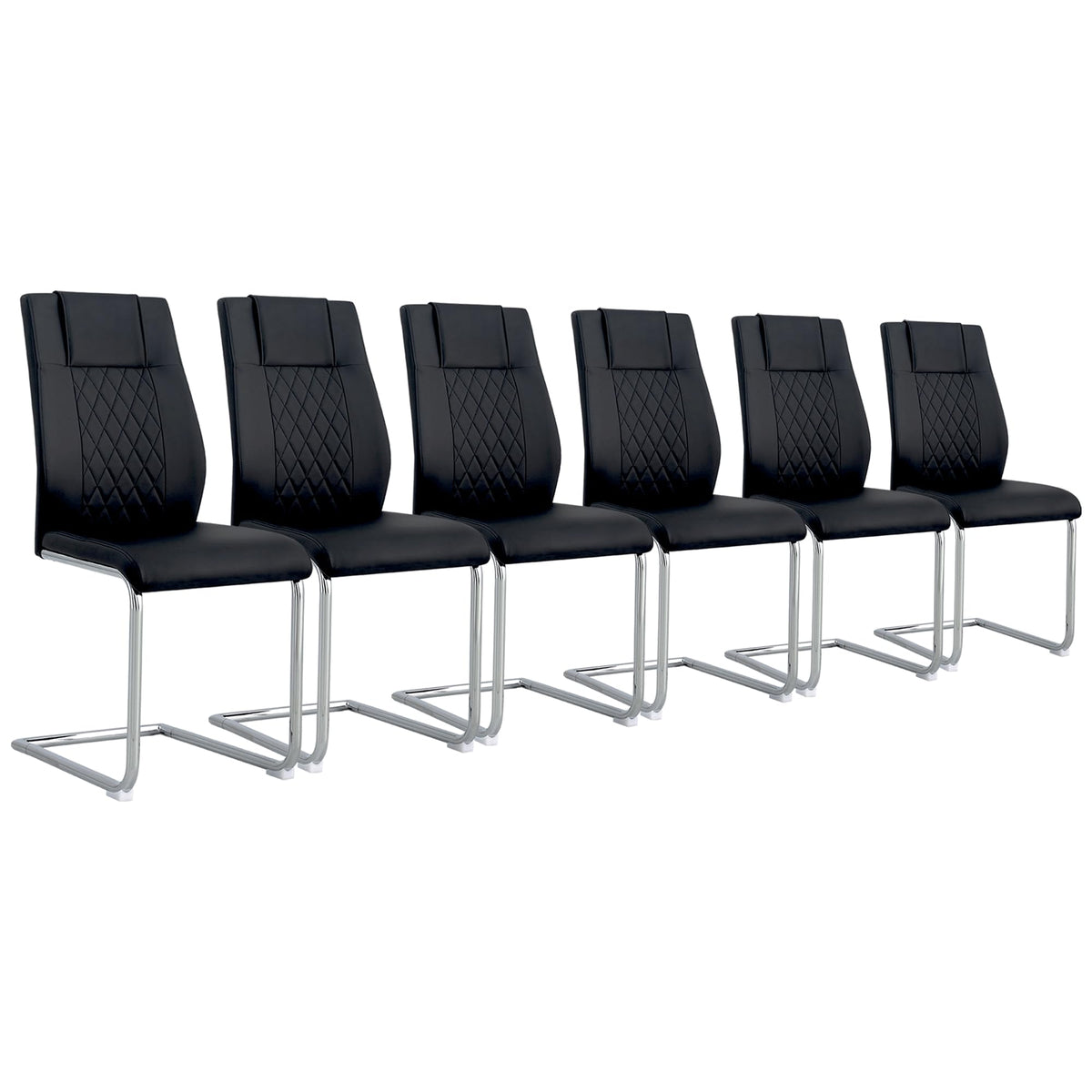 Black Faux Leather Dining Chairs Set 6 F103