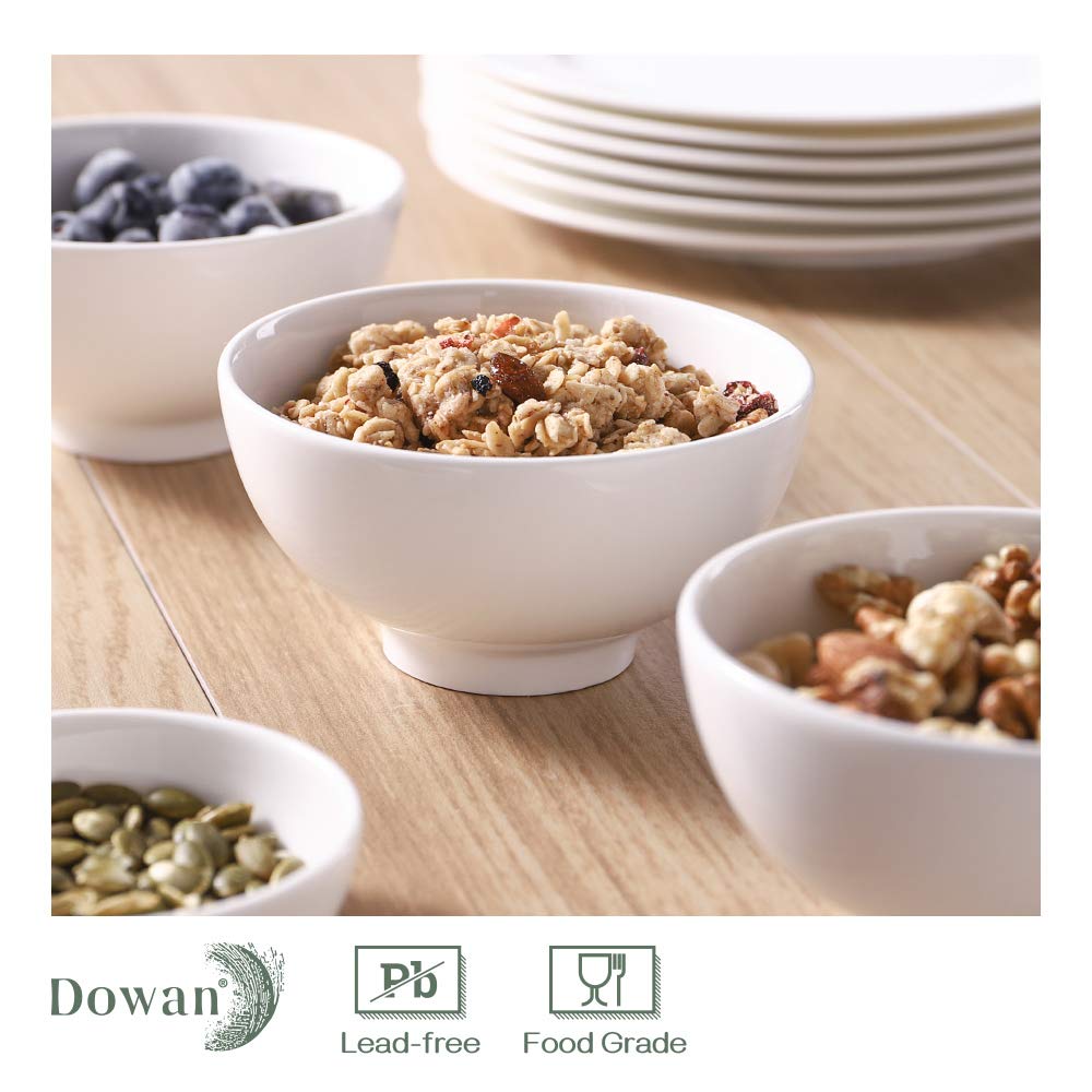 7" & 4.5" White Ceramic Bowls Set of 4 T73792