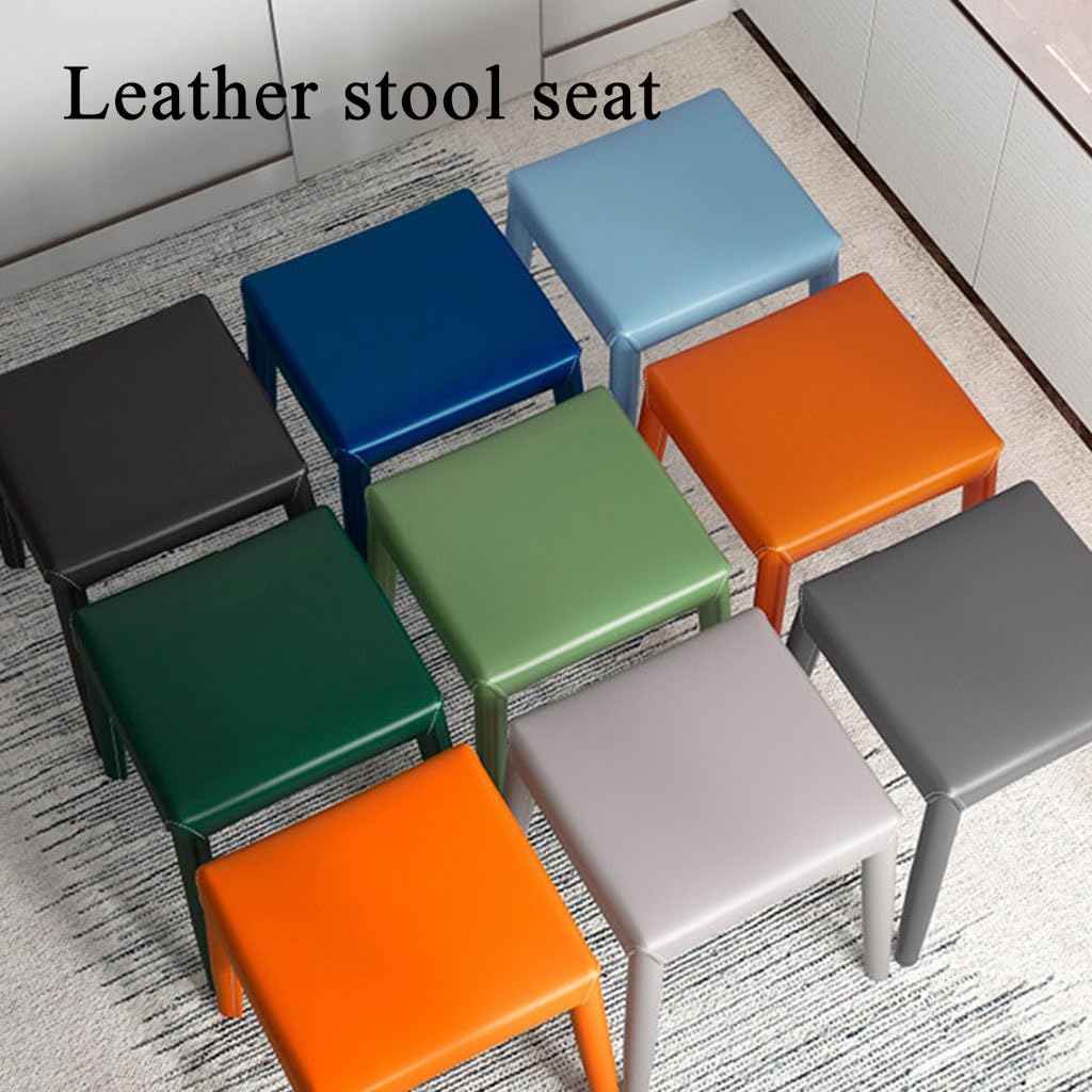 Set of 2 Leather Cushion Backless Stools T96423
