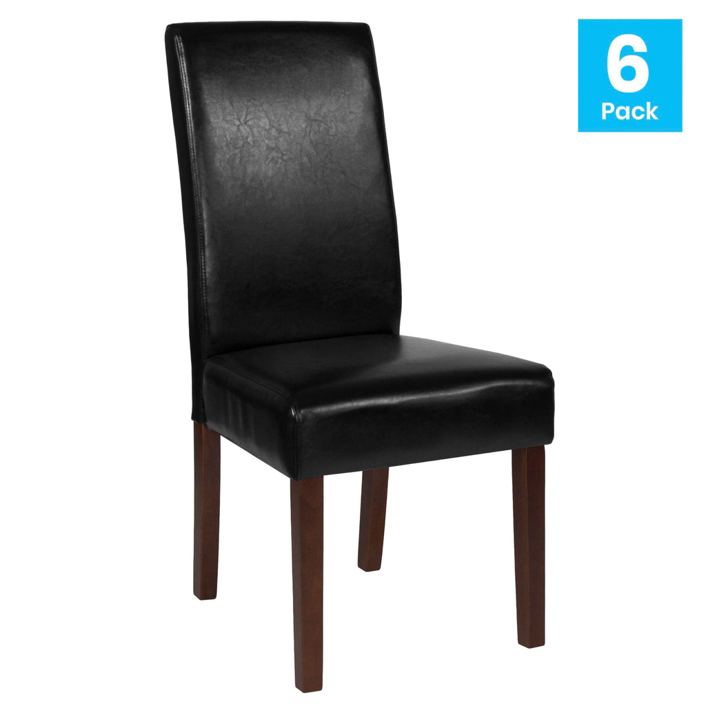 Black Faux Leather Parsons Chair 6-Pack F182