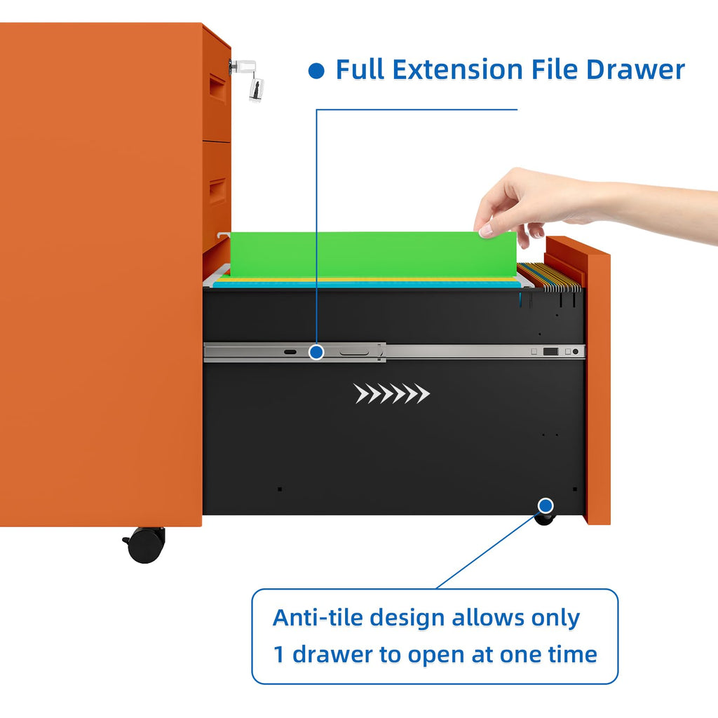 3 Drawer Metal Rolling File Cabinet M6592