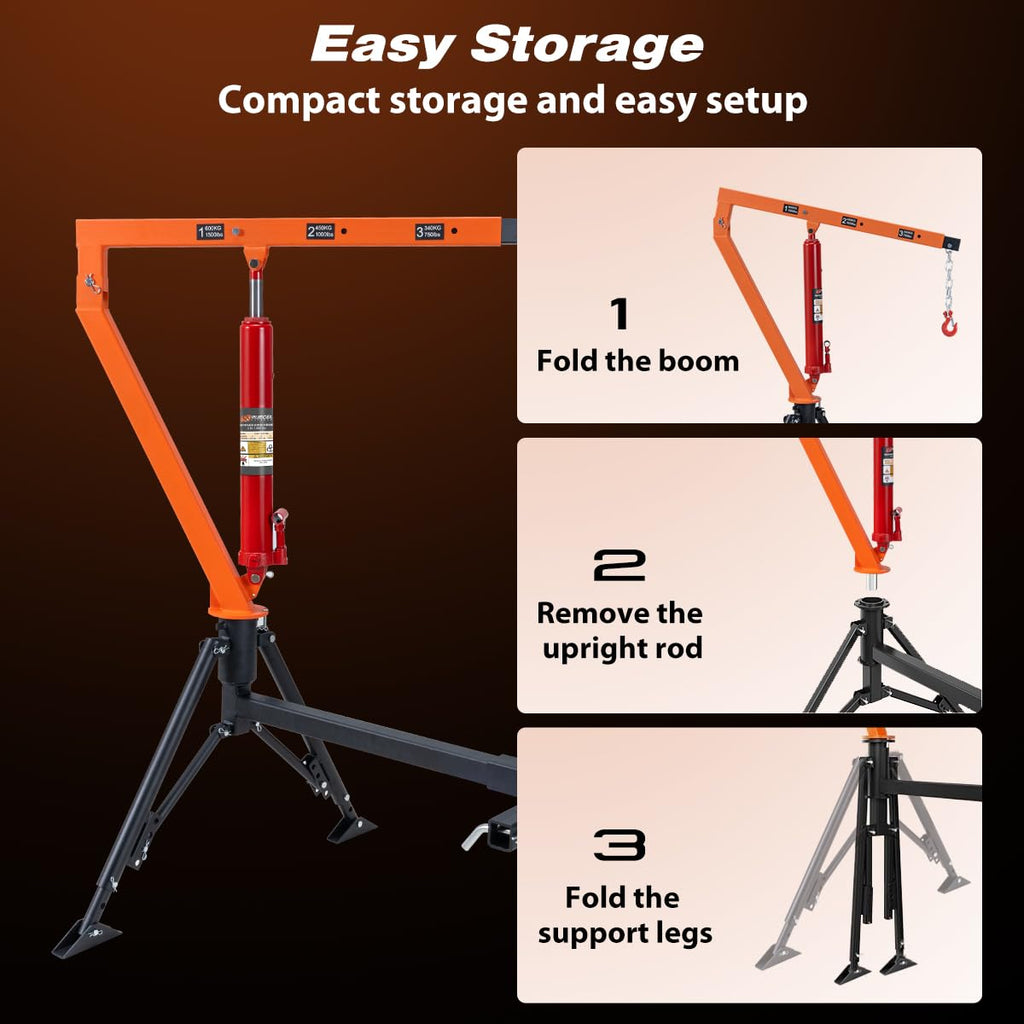 1500 lb Hydraulic Hitch Mounted Truck Crane I7486
