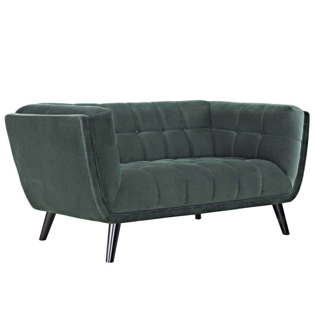 Green Velvet Button-Tufted Loveseat F471