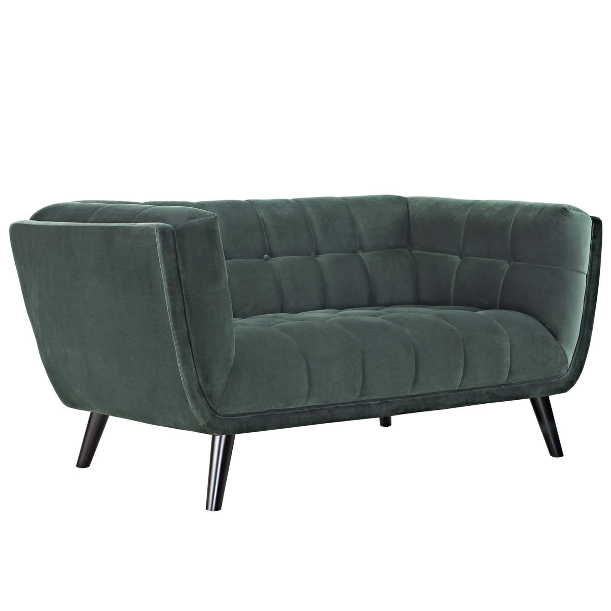 Green Velvet Button-Tufted Loveseat F471