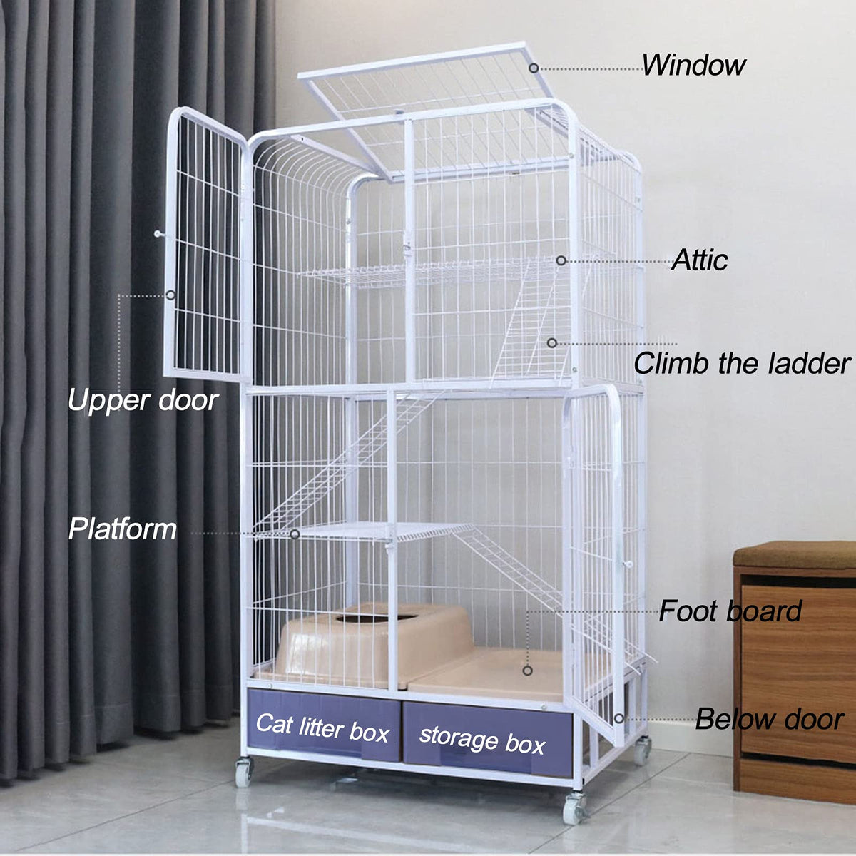 Heavy Duty Metal Dog Crate with Four Wheels N6580